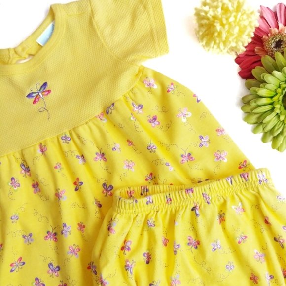 Sweet 2 Piece Yellow Butterfly Dress & Bloomers - Picture 6 of 6